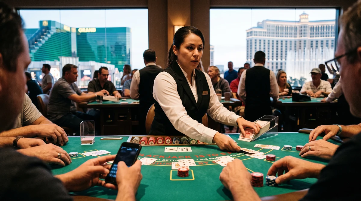 Live dealer blackjack table streamed from a Las Vegas casino studio to Alberta players