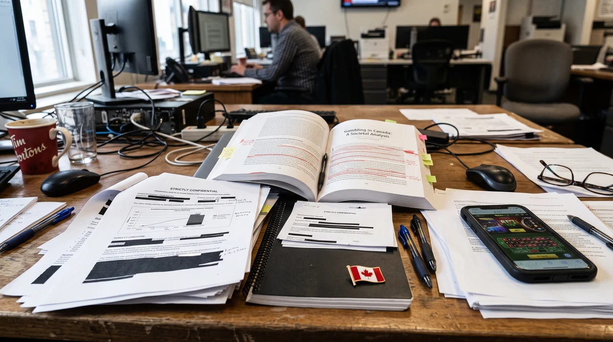 An investigative book, anonymized public health documents and a smartphone on a Canadian newsroom desk.