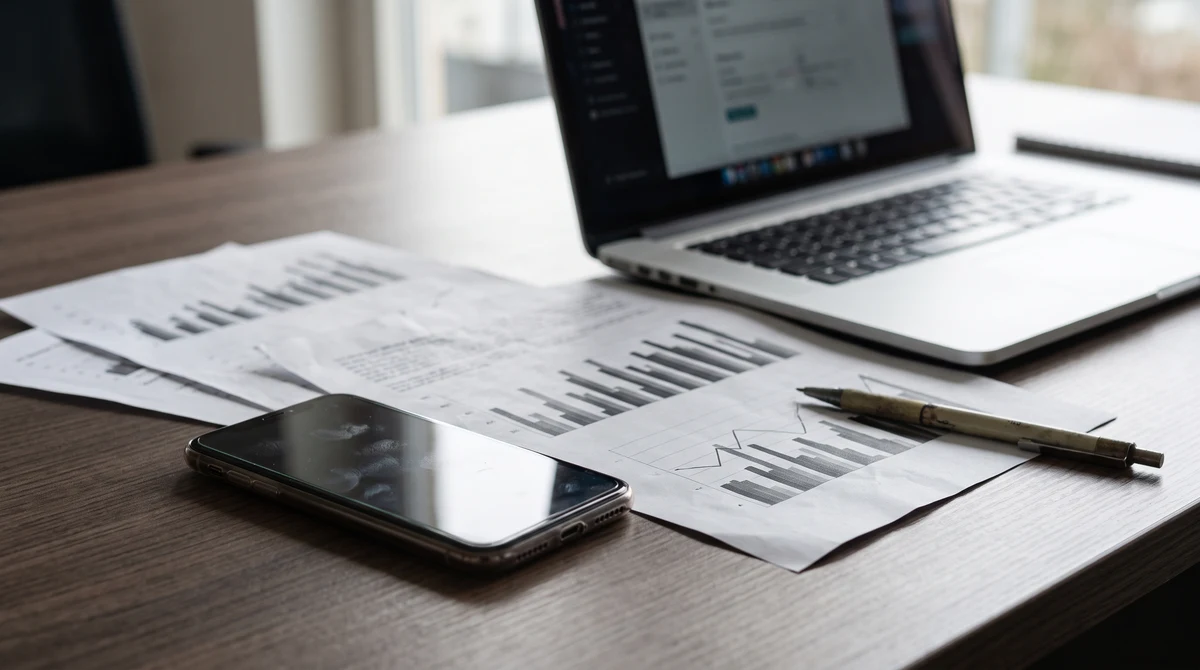 A smartphone beside financial charts representing Ontario iGaming market data.