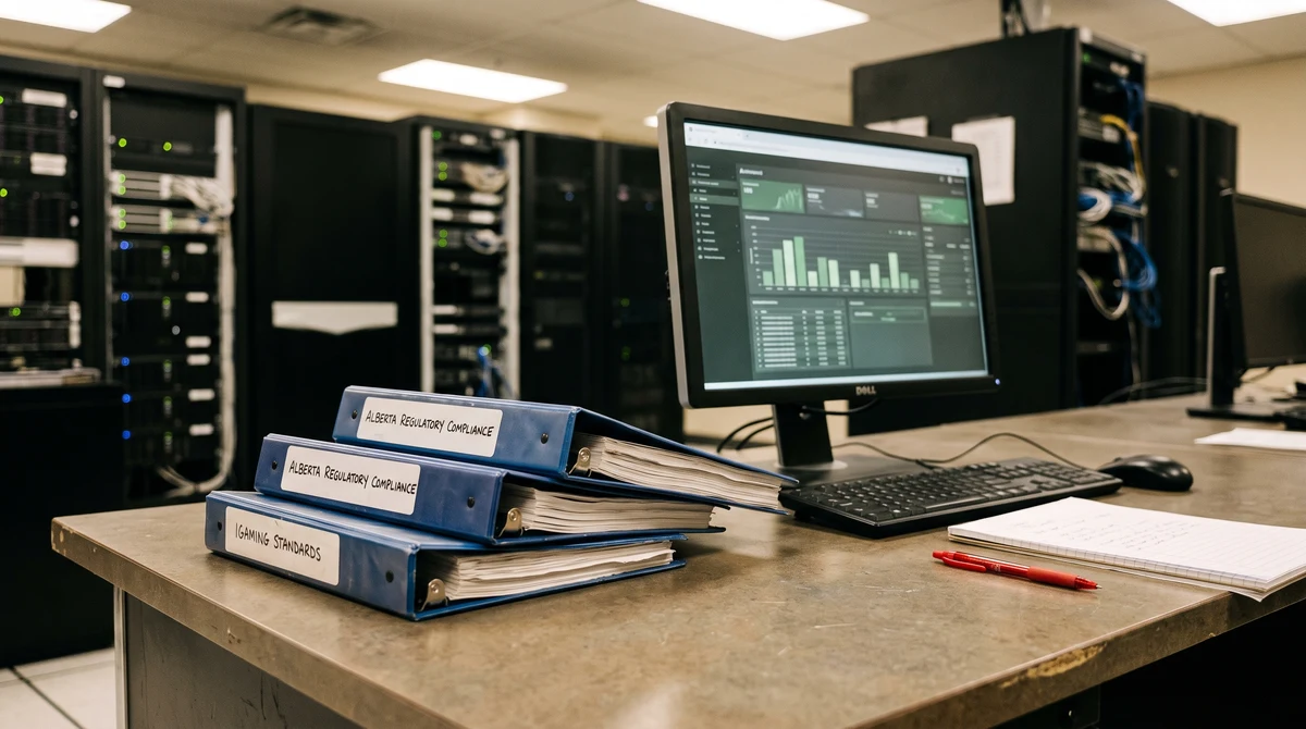 Server equipment and regulatory documents representing Alberta’s expanding iGaming supplier market