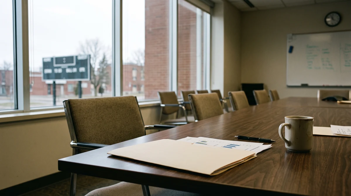 A Canadian policy meeting room with documents related to lottery and sports prediction-market regulation.