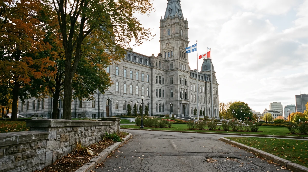 The Quebec National Assembly building in Quebec City, representing the election debate over online gambling regulation.